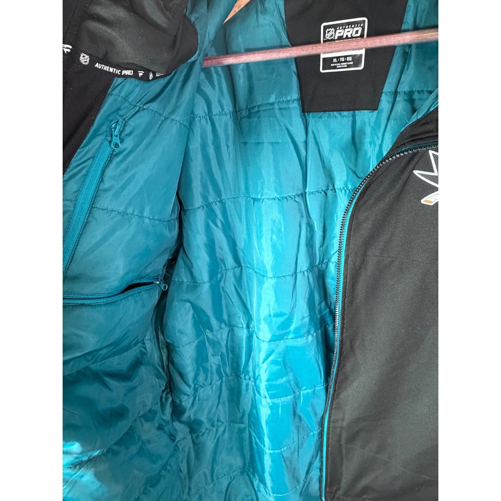 NHL San Jose Sharks Fanatics Authentic Pro Hooded Jacket Black Teal XL Mens - Picture 8 of 11